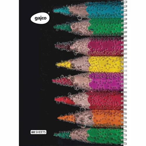 دفتر سیمی 60 برگ گاجکو طرح مداد رنگی